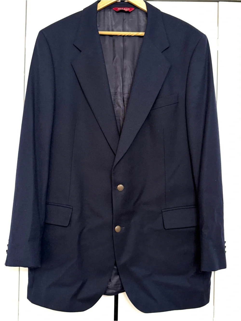 Jos A Bank 46XL Navy Blazer Lanerossi Cashmere Wool Gold Button Sport Coat